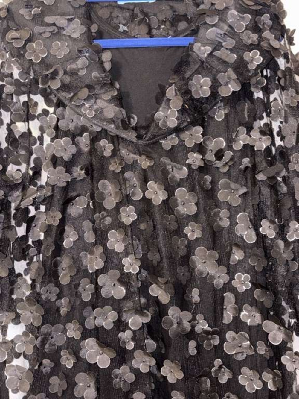 Black Floral Appliqué Maxi Dress - Elegant Evening Wear - Picture 2 of 7